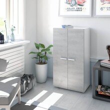 Schuhkommode >Star< in Weiß/Beton-Grau - 55x103x36 (BxHxT)