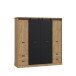 Kleiderschrank >KASZIMIRO< in Waterford Eiche /Schwarz  - 203,2x208,4x61 (BxHxT)