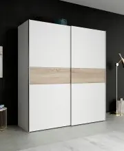 Kleiderschrank >LONGLINE< in Weiss / Sonoma Eiche -...