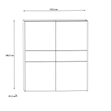 Kleiderschrank >LONGLINE< in Weiss / Sonoma Eiche - 170,3x190,5x61,2cm (BxHxT)