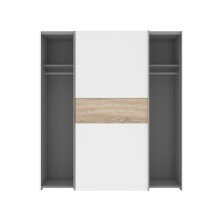 Kleiderschrank >LONGLINE< in Weiss / Sonoma Eiche - 170,3x190,5x61,2cm (BxHxT)