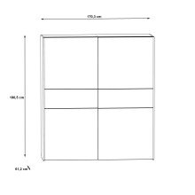Kleiderschrank >LONGLINE< in Weiss / Sonoma Eiche - 170,3x190,5x61,2cm (BxHxT)