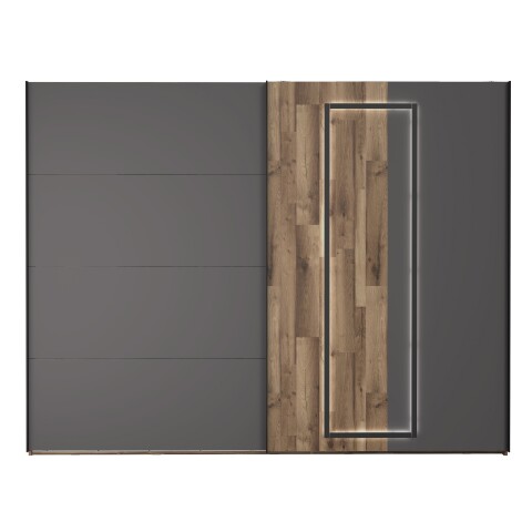 Kleiderschrank >SIRIUS BLACK< in Stabeiche /  Grau - 269,9x210,5x61,2cm (B/H/T)