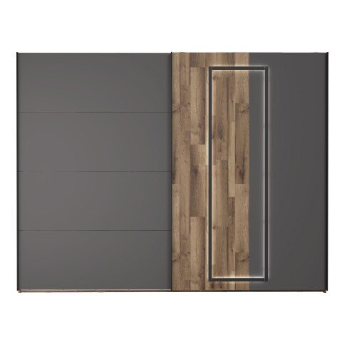 Kleiderschrank >SIRIUS BLACK< in Stabeiche /  Grau - 269,9x210,5x61,2cm (B/H/T)