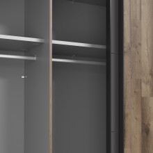 Kleiderschrank >SIRIUS BLACK< in Stabeiche /  Grau - 269,9x210,5x61,2cm (B/H/T)