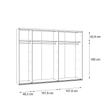Kleiderschrank >SIRIUS BLACK< in Stabeiche /  Grau - 269,9x210,5x61,2cm (B/H/T)