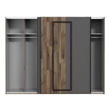 Kleiderschrank >SIRIUS BLACK< in Stabeiche /  Grau - 269,9x210,5x61,2cm (B/H/T)