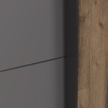 Kleiderschrank >SIRIUS BLACK< in Stabeiche /  Grau - 269,9x210,5x61,2cm (B/H/T)