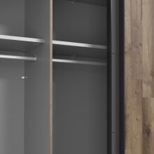 Kleiderschrank >SIRIUS BLACK< in Stabeiche /  Grau - 269,9x210,5x61,2cm (B/H/T)