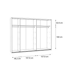 Kleiderschrank >SIRIUS BLACK< in Stabeiche /  Grau - 269,9x210,5x61,2cm (B/H/T)