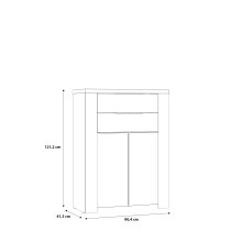 Stauraumschrank >Calpe< in Sonoma Eiche - 90,4x121,2x41,3cm (BxHxT)