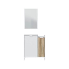 Garderobenset >Ethna< in Artik-Weiß/Natur - 77x91x24 (BxHxT)