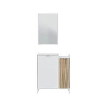 Garderobenset >Ethna< in Artik-Weiß/Natur - 77x91x24 (BxHxT)
