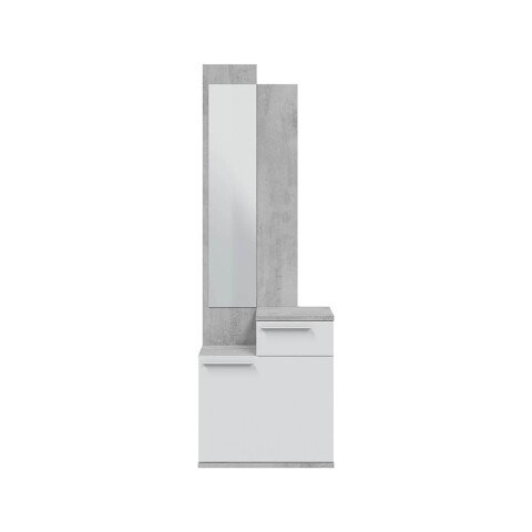 Garderobe >Karen< in Beton-Grau/Artik-Weiß - 61x185x28 (BxHxT)