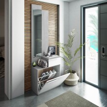 Garderobe >Karen< in Beton-Grau/Artik-Weiß - 61x185x28 (BxHxT)