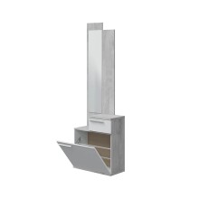 Garderobe >Karen< in Beton-Grau/Artik-Weiß - 61x185x28 (BxHxT)