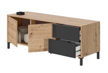 Lowboard >Brooklyn< in Nodi-Eiche/Anthrazit-Grau - 130x47x41 (BxHxT)