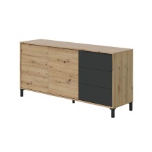 Sideboard >Brooklyn< in Nodi-Eiche/Anthrazit-Grau -...