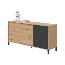 Sideboard >Brooklyn< in Nodi-Eiche/Anthrazit-Grau - 154x74x41 (BxHxT)