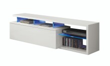 Media-Board >Blue Tech< in weiß glänzend inkl. LED - 150x43x41 (BxHxT)