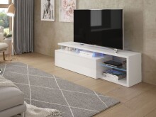 Media-Board >Blue Tech< in weiß glänzend inkl. LED - 150x43x41 (BxHxT)