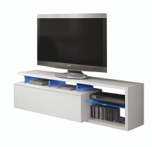 Media-Board >Blue Tech< in weiß glänzend inkl. LED - 150x43x41 (BxHxT)