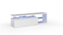 Media-Board >Blue Tech< in weiß glänzend inkl. LED - 150x43x41 (BxHxT)