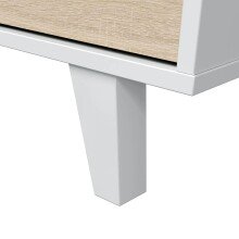 Kommode >Zaiken Plus< in weiß glänzend/Kanada-Eiche - 154x75x41 (BxHxT)