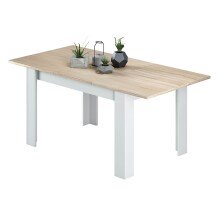 Kulissentisch >Kendra< ausziehbar bis 190cm, Artik-Weiß/Kanada-Eiche - 140(190)x78x90 (BxHxT)