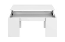Couchtisch >Kendra< höhenverstellbar in weiß glänzend - 100x43x50 (BxHxT)
