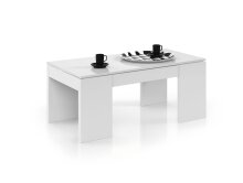Couchtisch >Kendra< höhenverstellbar in weiß glänzend - 100x43x50 (BxHxT)