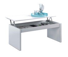 Couchtisch >Coffee Table< höhenverstellbar in weiß glänzend - 102x43x50 (BxHxT)