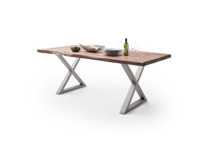 Baumkantentisch >Calabria< in Akazie natur lackiert - 220x79,5x100 (BxHxT)