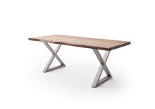 Baumkantentisch >Calabria< in Akazie natur lackiert - 220x79,5x100 (BxHxT)