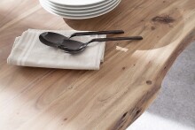 Baumkantentisch >Calabria< in Akazie natur lackiert - 240x79,5x100 (BxHxT)