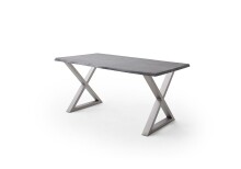 Baumkantentisch >Calabria< in Akazie grau lackiert - 180x77,5x100 (BxHxT)