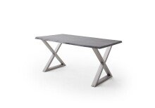 Baumkantentisch >Calabria< in Akazie grau lackiert - 180x77,5x100 (BxHxT)