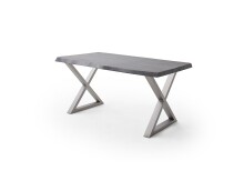 Baumkantentisch >Calabria< in Akazie grau lackiert - 200x79,5x100 (BxHxT)