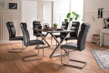 Baumkantentisch >Calabria< in Akazie grau lackiert - 200x79,5x100 (BxHxT)