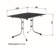 Klapptisch >Boulevard< in Schiefer anthrazit, vivodur ® - 120x73x80cm (BxHxT)
