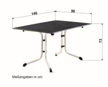 Klapptisch >Boulevard< in Schiefer anthrazit, vivodur ® - 140x73x90cm (BxHxT)