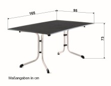 Klapptisch >Boulevard< in Schiefer anthrazit, vivodur ® - 140x73x95cm (BxHxT)