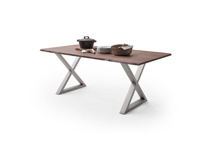 Baumkantentisch >Calabria< in Akazie walnussfarbig - 160x76,5x90 (BxHxT)