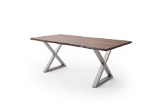 Baumkantentisch >Calabria< in Akazie walnussfarbig - 200x77,5x100 (BxHxT)