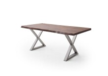 Baumkantentisch >Calabria< in Akazie walnussfarbig - 220x79,5x100 (BxHxT)