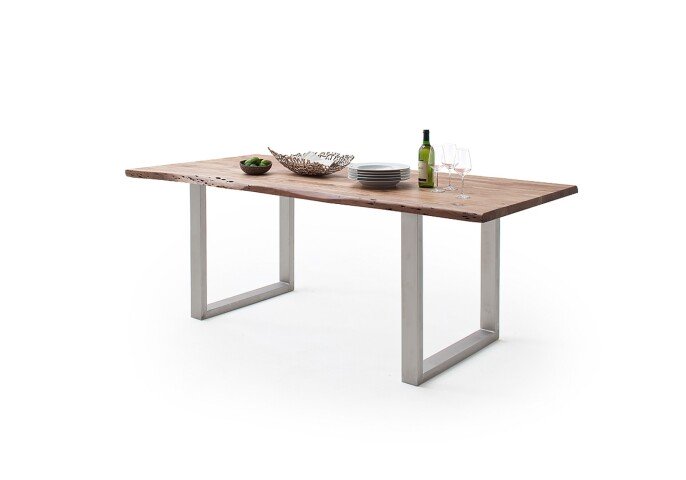 Baumkantentisch >Calabria< in Akazie natur lackiert - 180x77,5x100 (BxHxT)