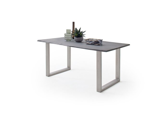 Baumkantentisch >Calabria< in Akazie grau lackiert - 180x76,5x90 (BxHxT)