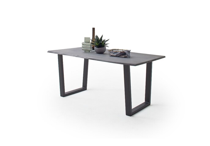 Baumkantentisch >Calabria< in Akazie grau  / anthrazit - 160x76,5x90 (BxHxT)