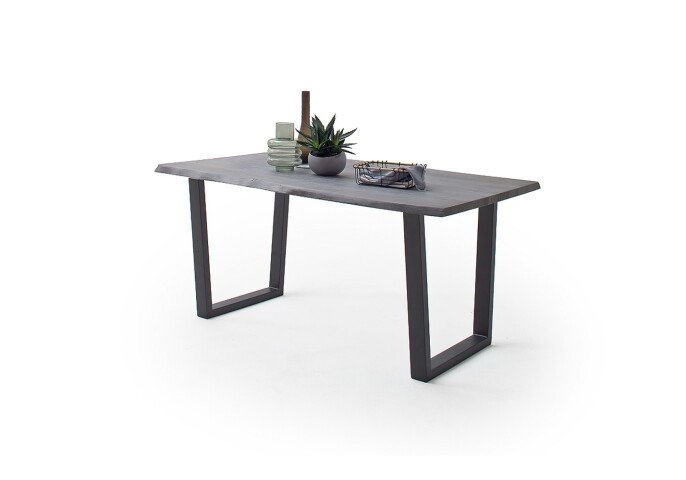 Baumkantentisch >Calabria< in Akazie grau  / anthrazit - 180x77,5x100 (BxHxT)