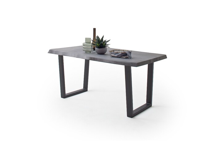 Baumkantentisch >Calabria< in Akazie grau  / anthrazit - 220x79,5x100 (BxHxT)